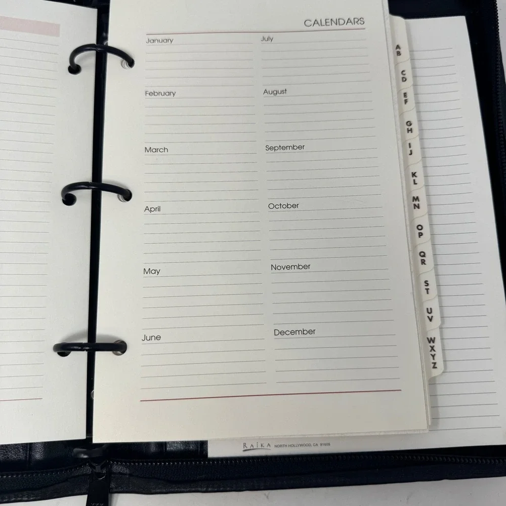 Raika Handcrafted Leather 3 Ring Binder Planner Organizer Black TN 204